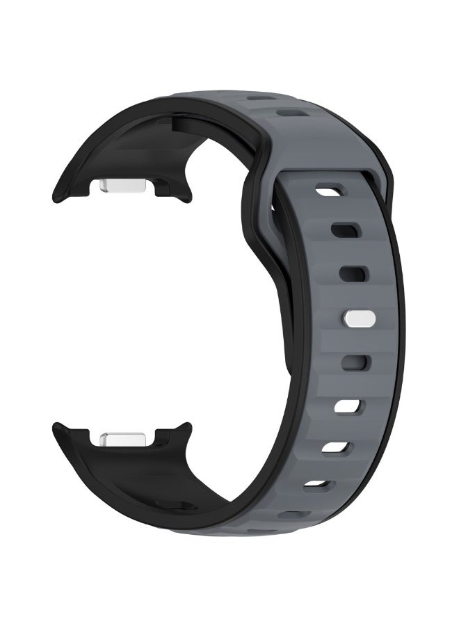 سوار سيليكون لساعة سامسونج جالاكسي 8 مقاس 40 مم و44 مم / ساعة جالاكسي 8 كلاسيك مقاس 46 مم، سوار رياضي ثنائي اللون - (رمادي/أسود) - Image 3